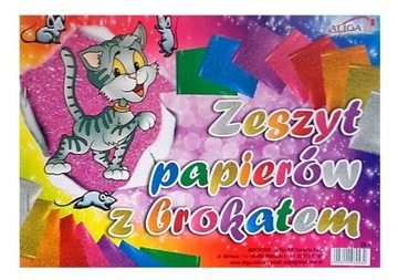 ZESZYT PAPIERÓW KOLOROWYCH OZDOBNYCH B5 Z BROKATEM