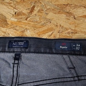 Spodnie Jeansowe ARMANI JEANS J21 Regular Proste Szare Dżins 34x32