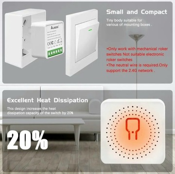 Wi-Fi Mini Tuya Smart Switch 16A DIY переключатель, монитор мощности, ваттметр