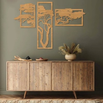 Картины для гостиной Спальня Картина для спальни Ажурный триптих дерево бонсай Большой