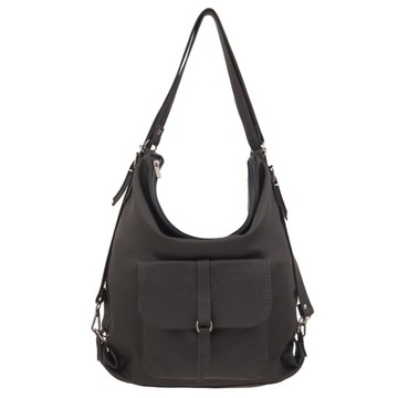 ANTRACYT SZARA SKÓRZANA TOREBKA PLECAK SKÓRA CIEMNOSZARA TOREBKA WOREK