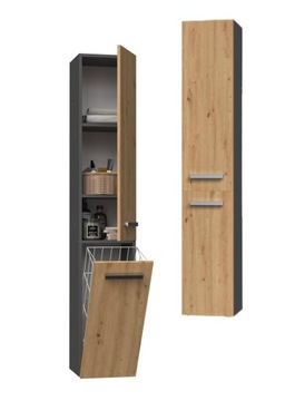 SZAFKA ŁAZIENKOWA SŁUPEK REGAŁ ŁAZIENKOWY Z KOSZEM 30CM