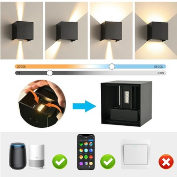 INTELIGENTNY KINKIET LED RGB DO UŻYTKU WEWNĄTRZ/NA ZEWNĄTRZ 9 W