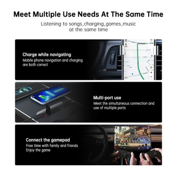 Koncentrator USB Tesla, na lata 2021 2022 2023 2024 Model 3/Y kabel koncentratora stacji dokującej