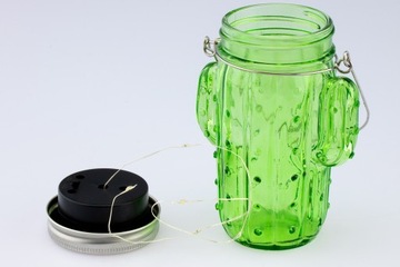 СОЛНЕЧНАЯ ЛАМПА САДОВАЯ БАНКА КАКТУС СТЕКЛО LED