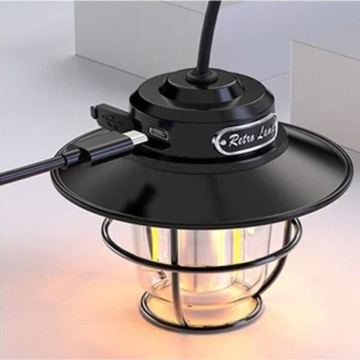 Ретро-лампа для кемпинга, 5 Вт, водонепроницаемая, IPX4, перезаряжаемая, заряжается через USB C