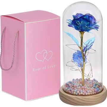 ВЕЧНАЯ РОЗА В СТЕКЛЕ, ПОДАРОК ​​НА ДЕНЬ БАБУШКЕ И ДЕДУШКЕ, ПОДСВЕТКА СВЕТОДИОДНАЯ