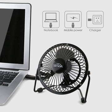 Wentylator biurkowy USB Simbr czarny CICHY 14CM