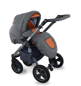 Детская коляска Dwarf I-XEO 3в1 лён+кожа+объём