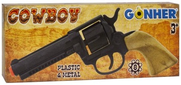REWOLWER NA KAPISZONY HUKOWY GONHER PISTOLET KOWBOJA Z METALOWYM BĘBENKIEM