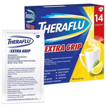 Theraflu ExtraGRIP 14 saszetek na bóle dreszcze grypę i przeziębienie