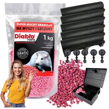 5x KARMNIK DERATYZACYJNY STACJA DERATYZACYJNA MYSZY KARMNIK 1kg Diablo