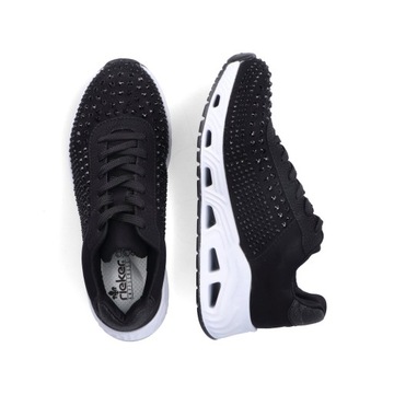 RIEKER Sneakersy, buty, półbuty, czarne sportowe N5201-00