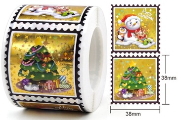 NAKLEJKI ETYKIETY NA PREZENTY ŚWIĄTECZNE 38 x 38 mm 100 szt