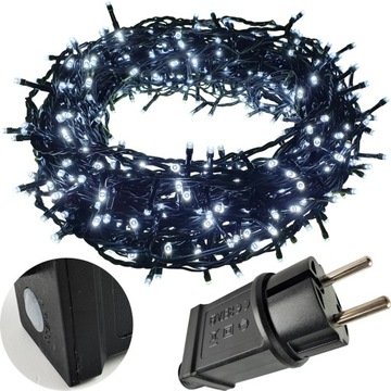 LAMPKI CHOINKOWE 600 LED NA CHOINKĘ TIMER BIAŁE CE NA CHOINKĘ CHOINKA