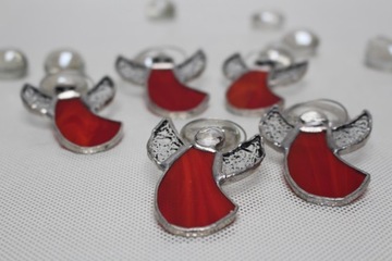 Aniołki witrażowe Tiffany ZESTAW 5 szt czerwone Z