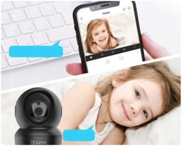 ЧЕРНАЯ ВНУТРЕННЯЯ WIFI КАМЕРА EZVIZ C6N 2 МП, КРУГЛЫЙ ВИД ДЕНЬ/НОЧЬ