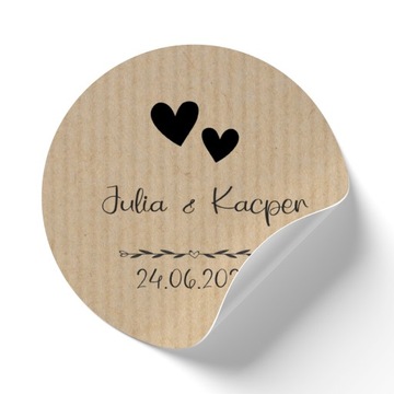 Naklejki personalizowane kraftowe ślub wesele SL29