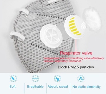 ЗАЩИТНАЯ МАСКА FFP2 KN95 МАСКА-КЛАПАН -10 ШТ.