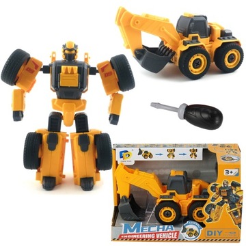 AUTO ROBOT ŻÓŁTA KOPARKA DO SKRĘCANIA 2W1 TRANSFORM