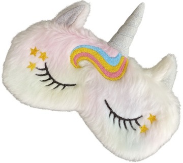 OPASKA NA OCZY MASKA DO SPANIA SNU RELAKSU JEDNOROŻEC RÓŻOWY PLUSZOWY
