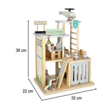 Полицейский участок, деревянная дорожка + полицейская машина, вертолеты, парковка