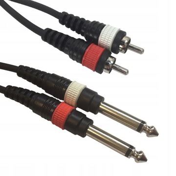 Kabel przewód 2x RCA chinch - 2x 6,3 jack mono 3m