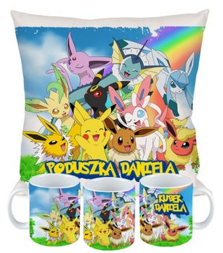 ZESTAW PODUSZKA KUBEK POKEMON PIKACHU PREZENT + IMIĘ URODZINY