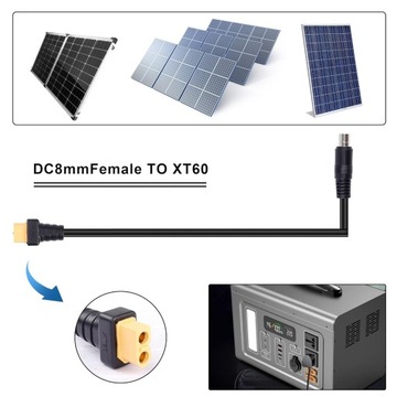 АДАПТЕР РАЗЪЕМА СОЛНЕЧНОГО КАБЕЛЯ XT60 DC8020 1,5 М 14AWG ЧЕРНЫЙ