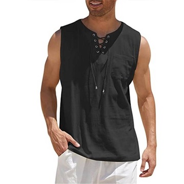 Men's Linen Tank Tops Summer Sleeveless T-Shirt So