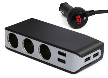 Rozdzielacz gniazda zapalniczki 4 USB Woltomierz