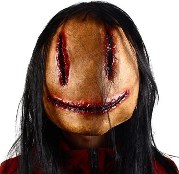 Maska halloweenowa, peruka horrorowa grymaceSeksow