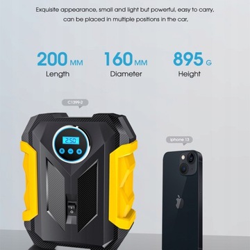 АВТОМОБИЛЬНЫЙ КОМПРЕССОР Насос-компрессор 12 В со светодиодным ЖК-дисплеем