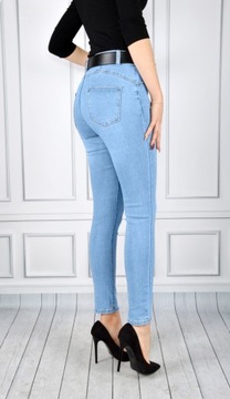 Spodnie Jeansy Wysoki Stan Jeansowe Push-Up Skinny