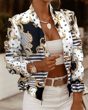 Printed Bomber Biker Jackets Women's Spring Autumn