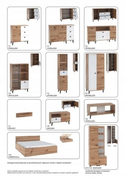 Комод C1 80 см Дуб Артизан/Белый