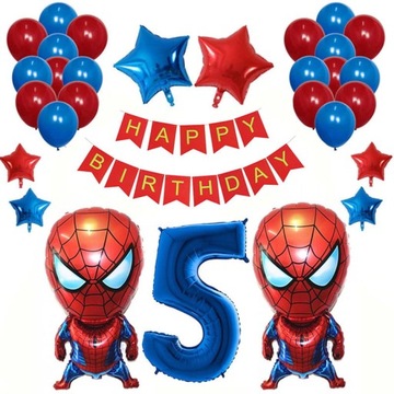 ZESTAW BALONY + GIRLANDA NA 5 URODZINY SPIDERMAN