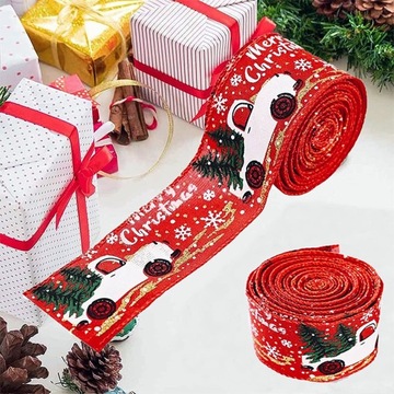 РОЖДЕСТВЕНСКАЯ ДЕКОРАТИВНАЯ ЛЕНТА, ЛЕН, НАБОР 3 шт.