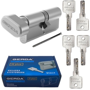 wkładka z gałką GERDA H Plus 30g/35 nikiel 5 klu.
