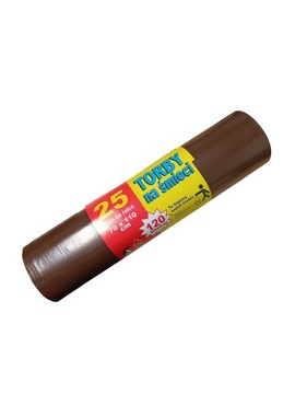 Worki na śmieci 120 L BARDZO MOCNE 25 szt Brązowe WYTRZYMAŁE LDPE 70x110 cm