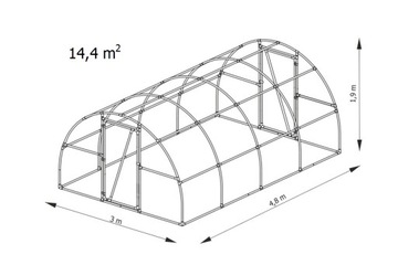 Tunel Foliowy Ogrodowy Szklarnia 4,8x3m Folia 4-sez LEMAR Producent PL 14,4