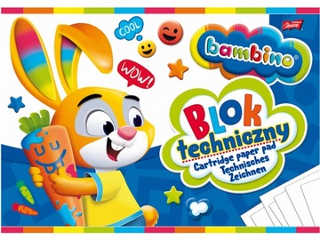 BAMBINO Szkolny Blok TECHNICZNY BIAŁY A4 10 kartek 190 g