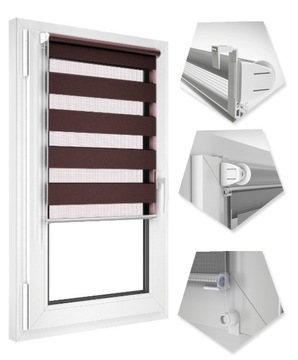 Ekskluzywna BRĄZOWA Roleta DZIEŃ NOC 71x215 cm