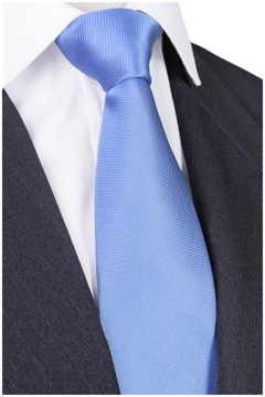 JEDWABNY ŻAKARDOWY Krawat Męski 7cm Gładki jednokolorowy Błękitny GREG kj57