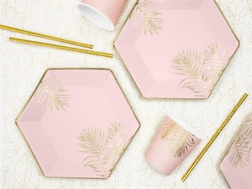 Стаканчики бумажные PINK GOLD LEAVES 6 шт/220 мл
