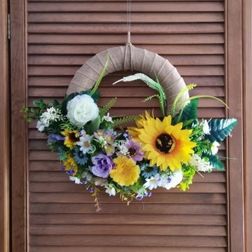 Весенний венок - ПОДСОЛНУХИ - цветы на дверь