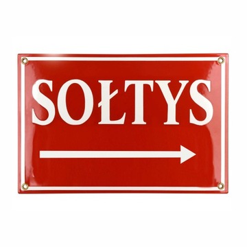 Tablica SOŁTYS emaliowana METALOWA 20x30cm ze strzałką NAJTRWALSZA sosenco
