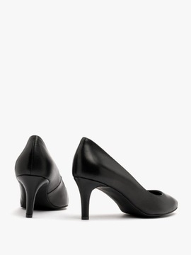 Черные туфли-лодочки на высоком каблуке из лицевой кожи на шпильке с поролоном RYŁKO 39