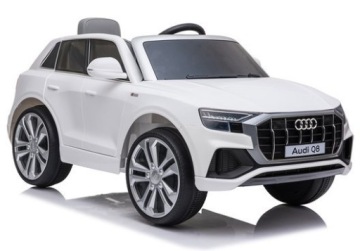 Детский подъемник на аккумуляторе Audi Q8 Белый + Пульт дистанционного управления + EVA + Бесплатный запуск