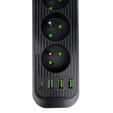 УДЛИНИТЕЛЬНЫЙ КАБЕЛЬ APPIO, лента 2 м, 4 розетки + 3x USB + 1x USB C